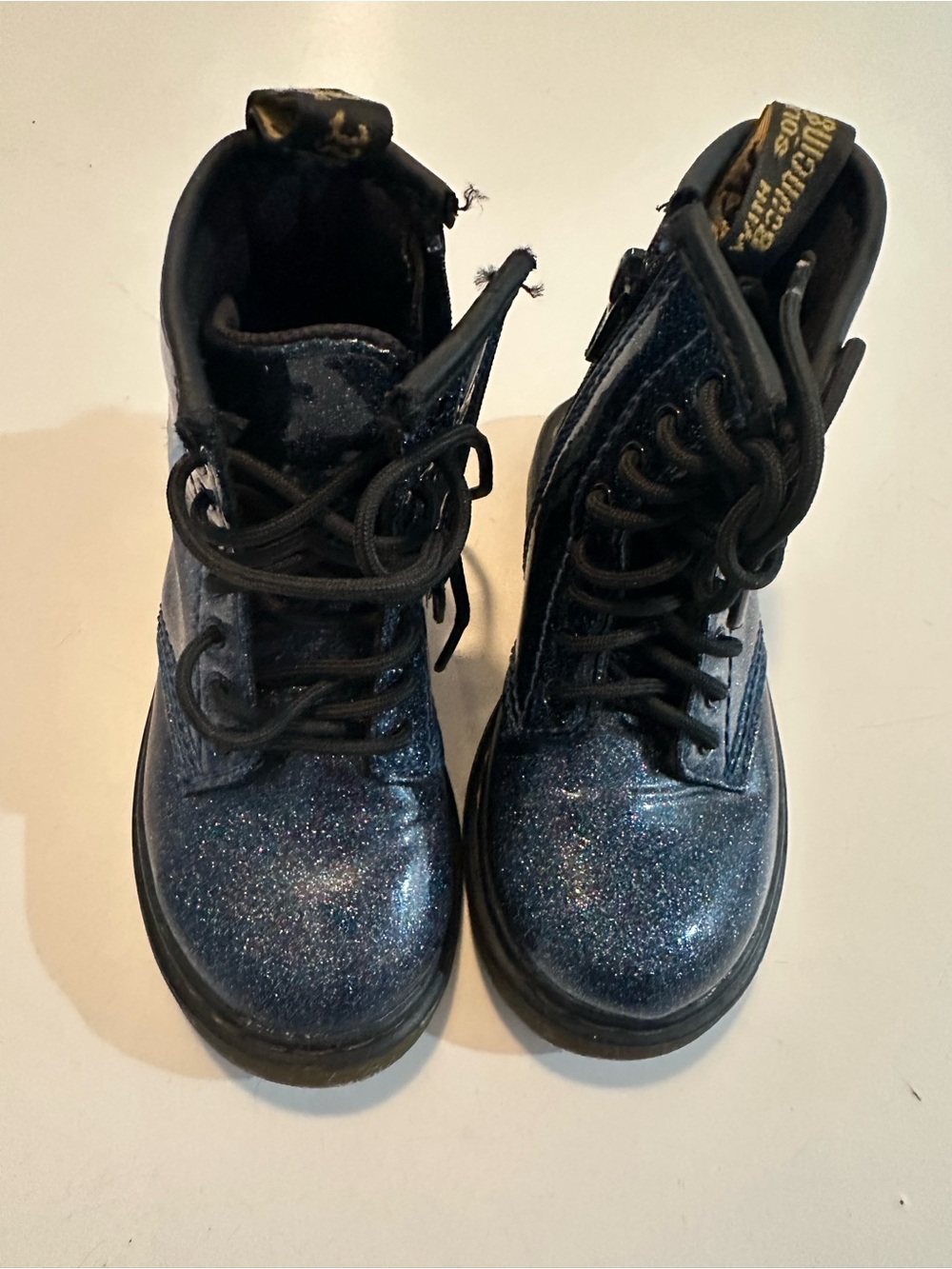 Dr. Martens Kids Navy Glitter Lace-Up Boots